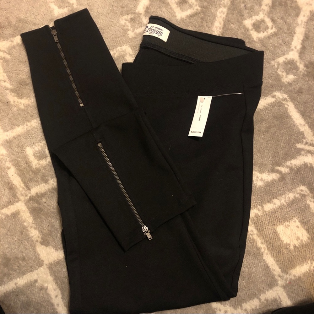 NWT Black Ponte Leggings with Zip Ankle